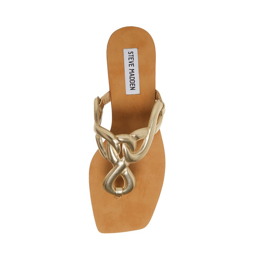 Gold Steve Madden Terri Women's Flip Flops | PH 0796NUH